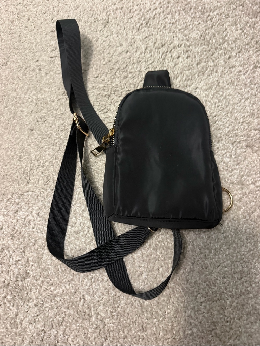 Amazon Black Nylon Mini Sling Backpack NWOT